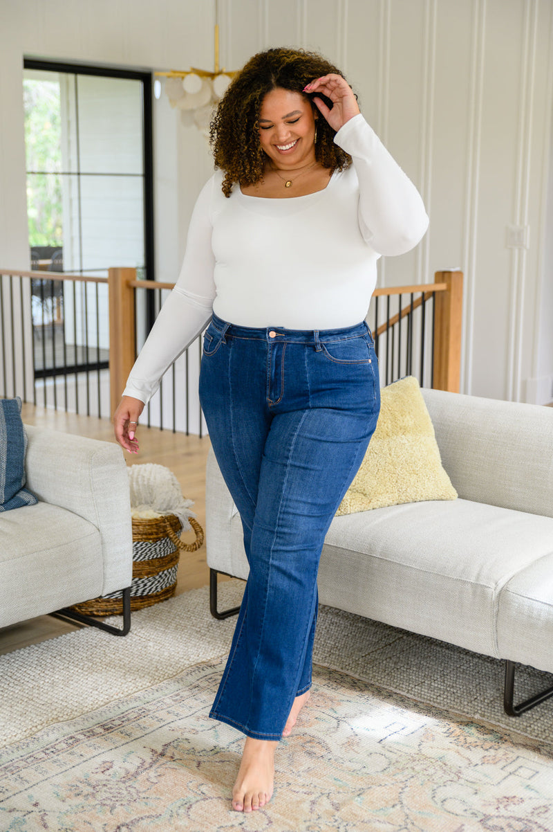 Judy Blue Daria Front Seam Wide Leg Trouser Jeans