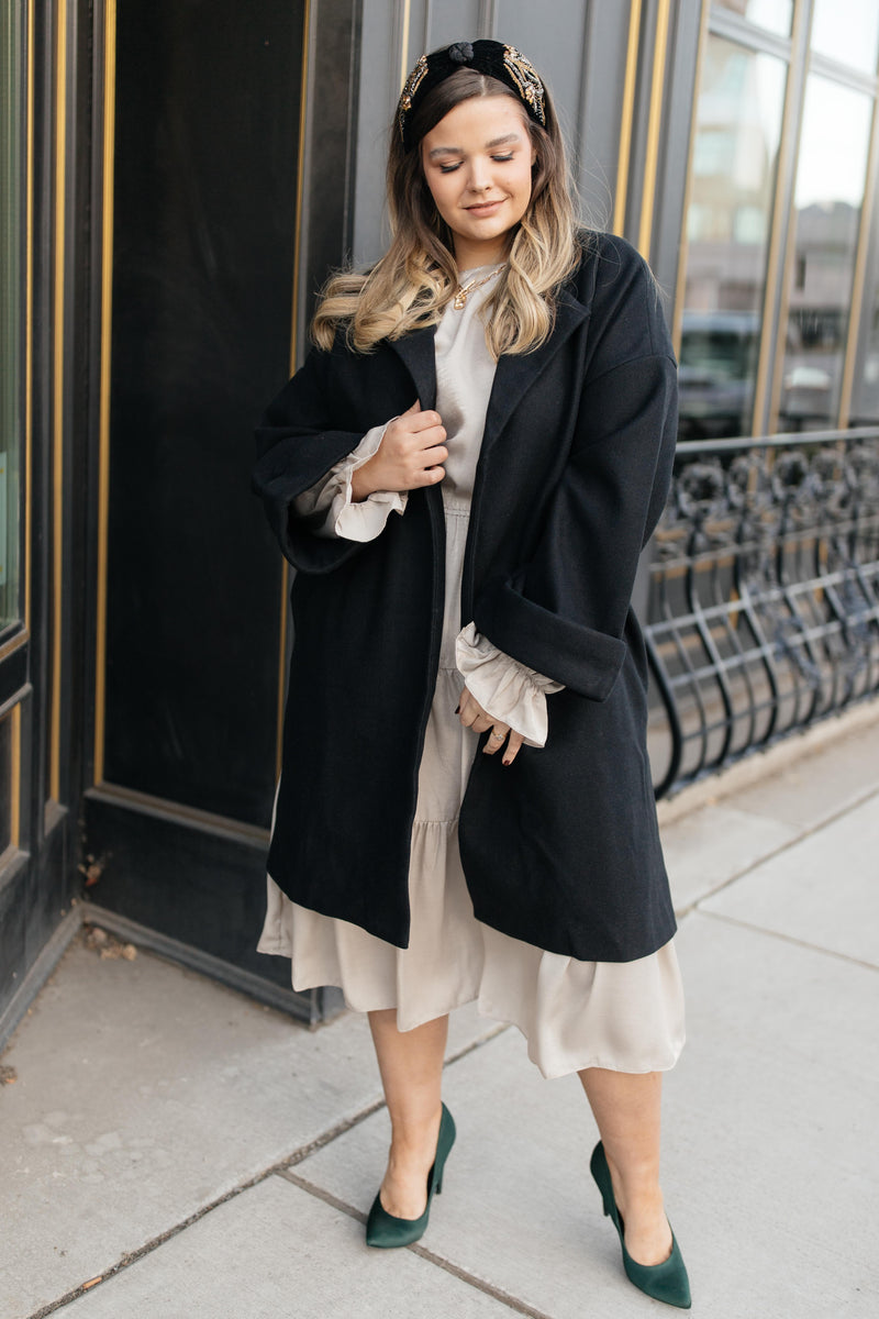 Deconstructed Oversized Trench Coat in Classic Black