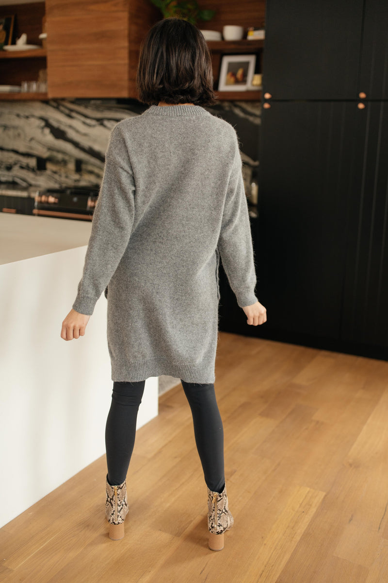 Diamond Details Sweater Dress in Grey