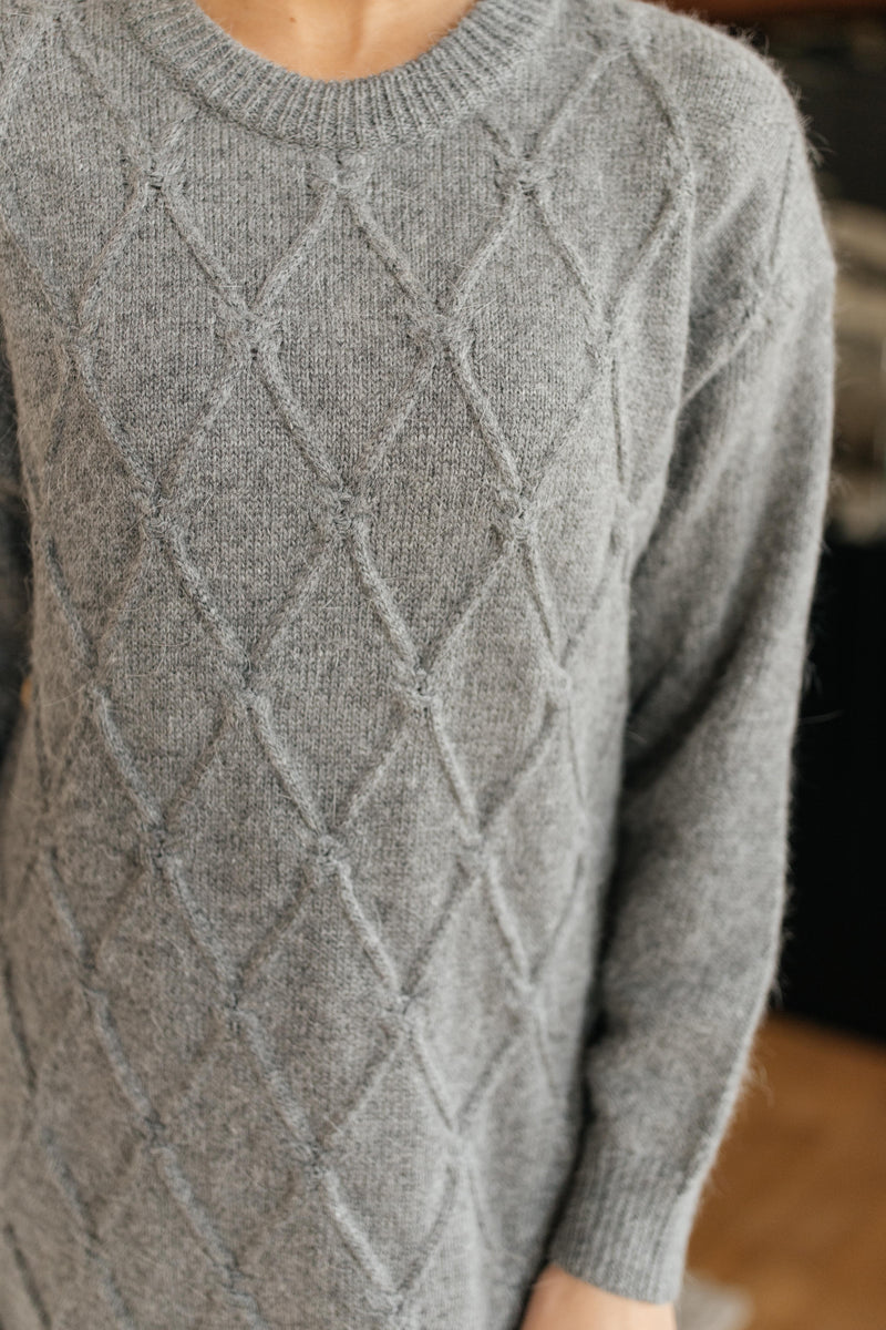 Diamond Details Sweater Dress in Grey