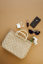 Diamond Weave Straw Bag