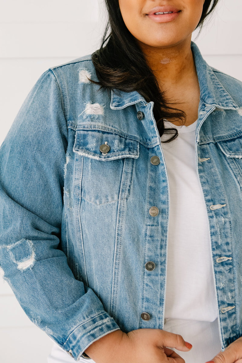 Distressed Vibes Denim Jacket