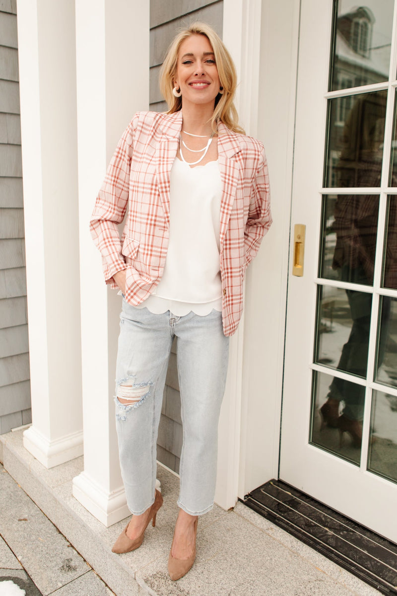 Dressed in Plaid Blazer In Pink