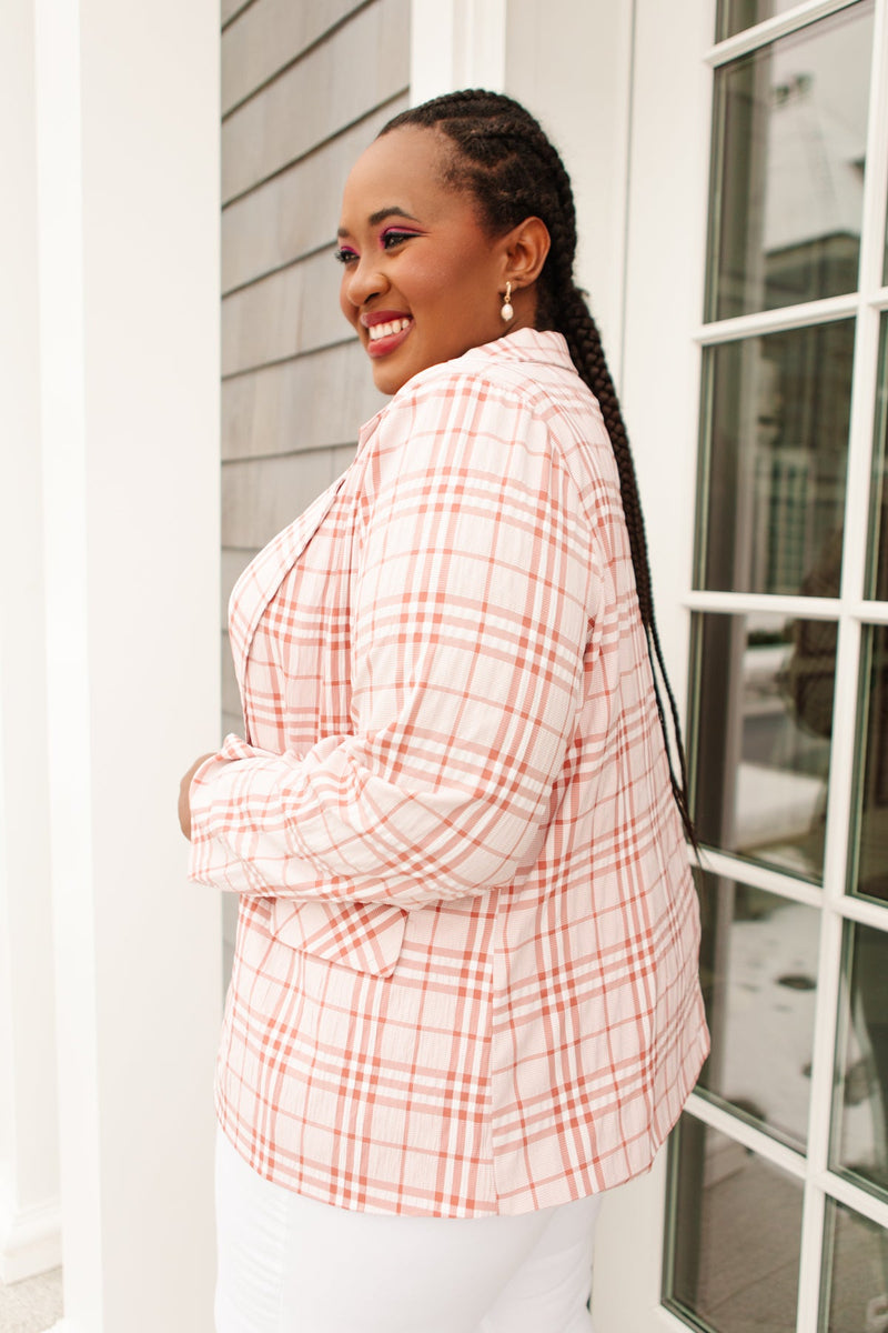 Dressed in Plaid Blazer In Pink