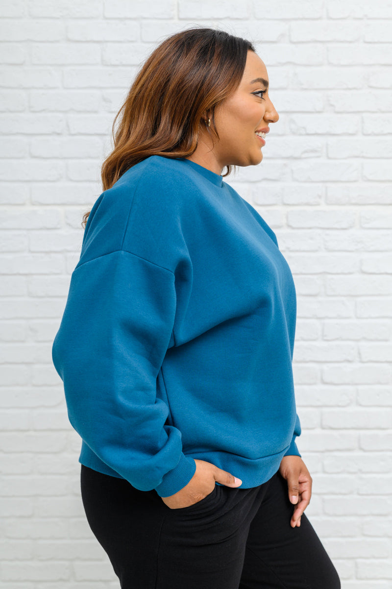 Drop Shoulder Sweatshirt In Teal