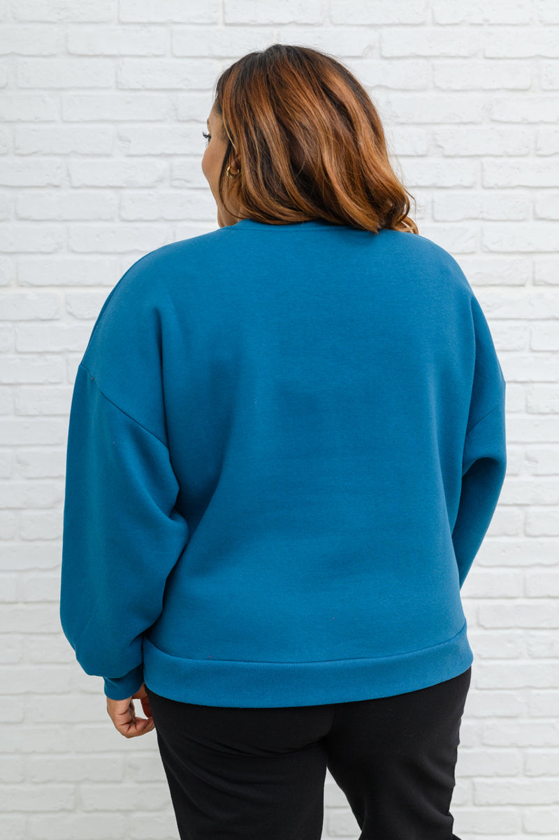 Drop Shoulder Sweatshirt In Teal