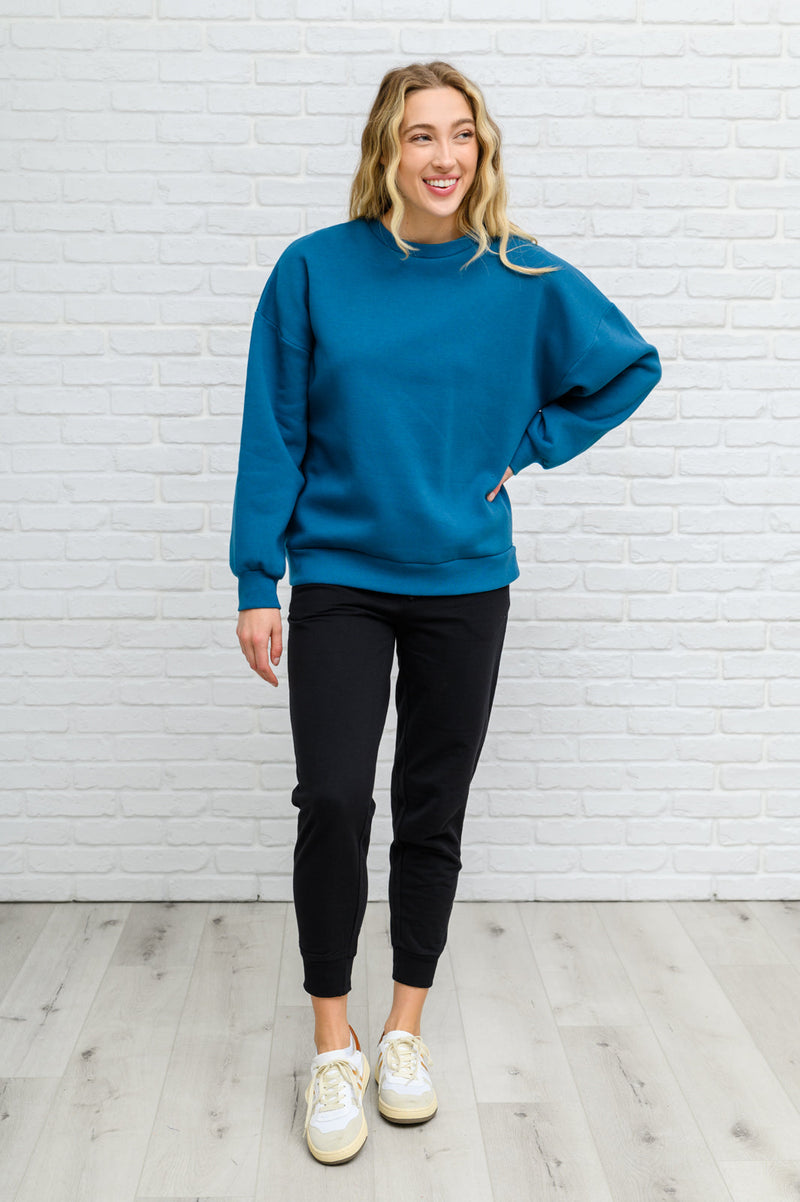 Drop Shoulder Sweatshirt In Teal