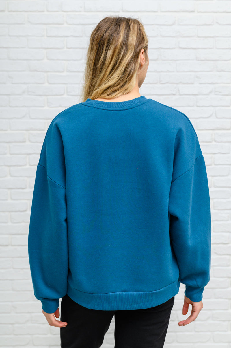 Drop Shoulder Sweatshirt In Teal