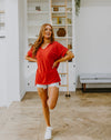 Easy Mornings V-Neck T-Shirt In Red