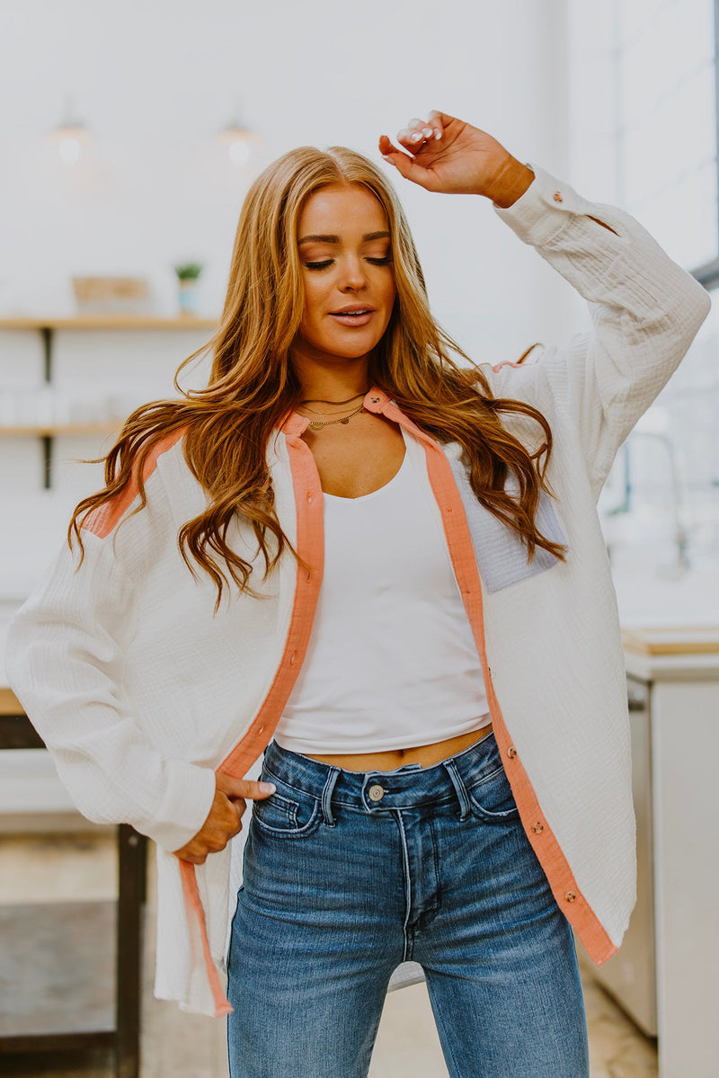 Easy To Love Colorblock Button Up