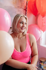 Effortless Reversible Mineral Wash Ribbed Tank in Neon Coral