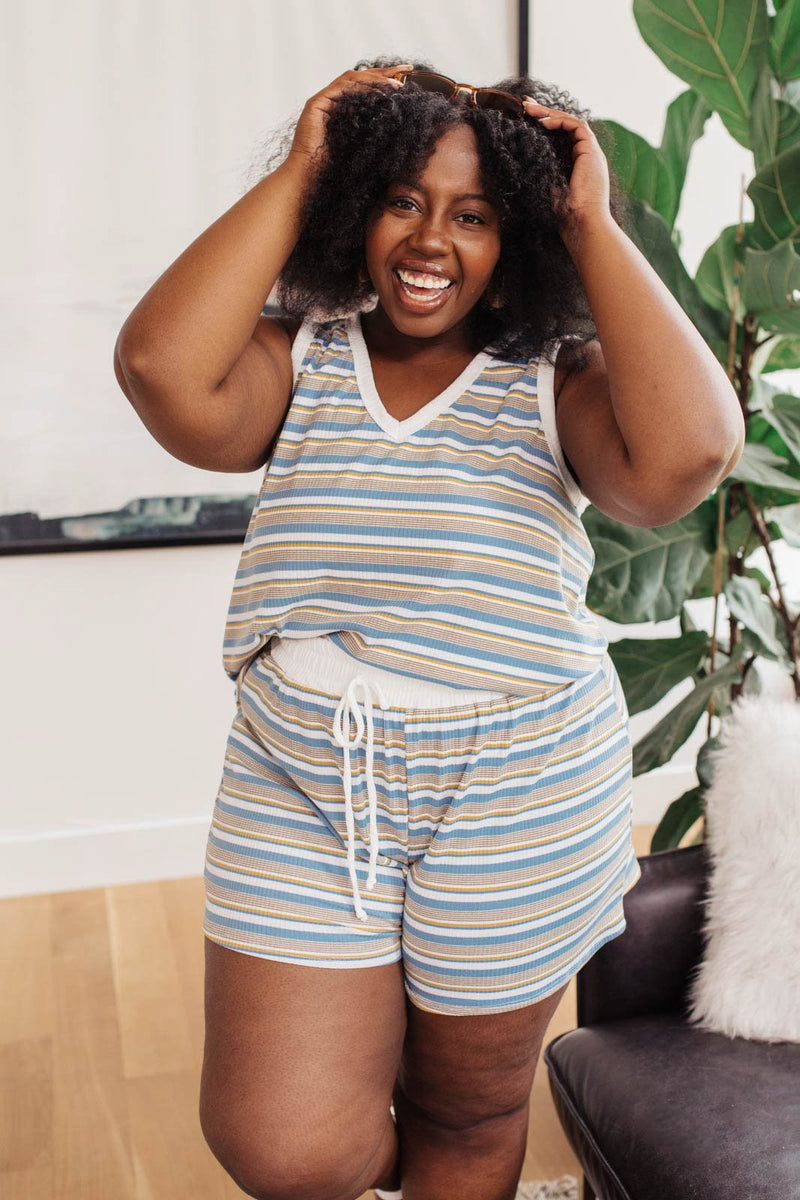 Emery Striped Shorts in Blue