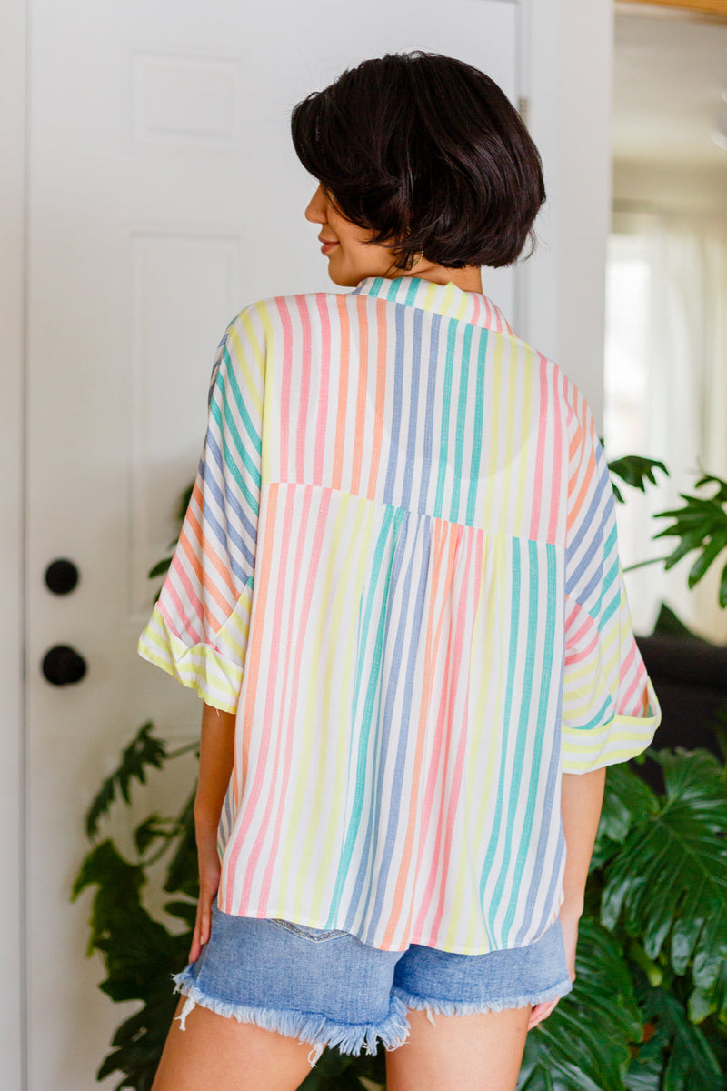 End Of The Rainbow Striped Button Up