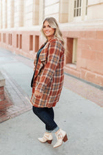 Fall In Love Plaid Jacket In Rust