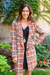 Fall In Love Plaid Jacket In Rust