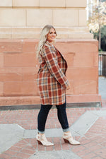 Fall In Love Plaid Jacket In Rust