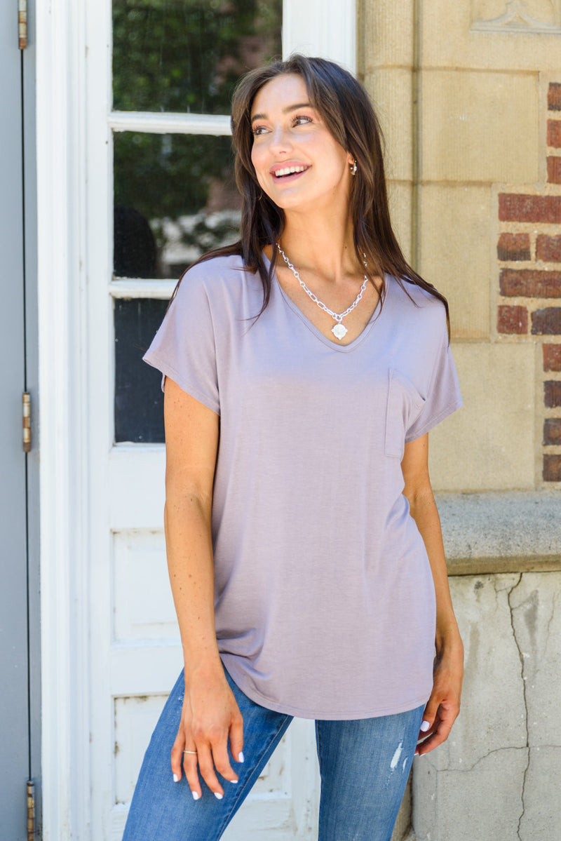 Feel The Zen Tee In Dusty Lavender