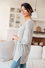 Feeling Cozy Top In Heather Gray