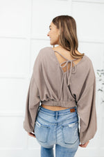 Flirty Feels Ribbed Top in Taupe