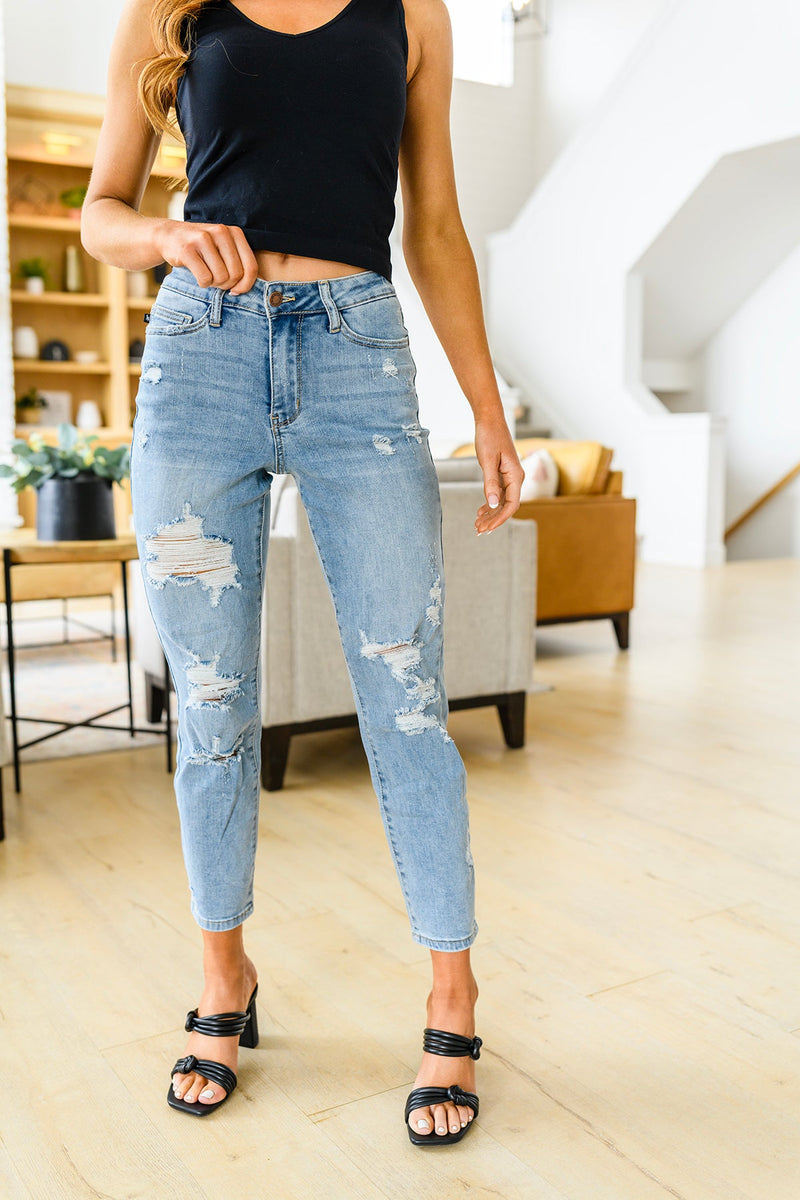 Judy Blue Florence High Waist Destroyed Boyfriend Jeans