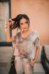 Forgotten Dreams Tie Dye Top In Taupe