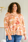 Freddie Split Neckline Long Sleeve Blouse In Clay