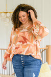 Freddie Split Neckline Long Sleeve Blouse In Clay