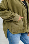 French Terry Mineral Wash Jacket In Olive