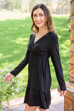 Full Attention Long Sleeve Dress In Black