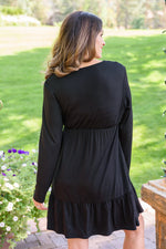 Full Attention Long Sleeve Dress In Black