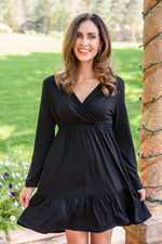 Full Attention Long Sleeve Dress In Black