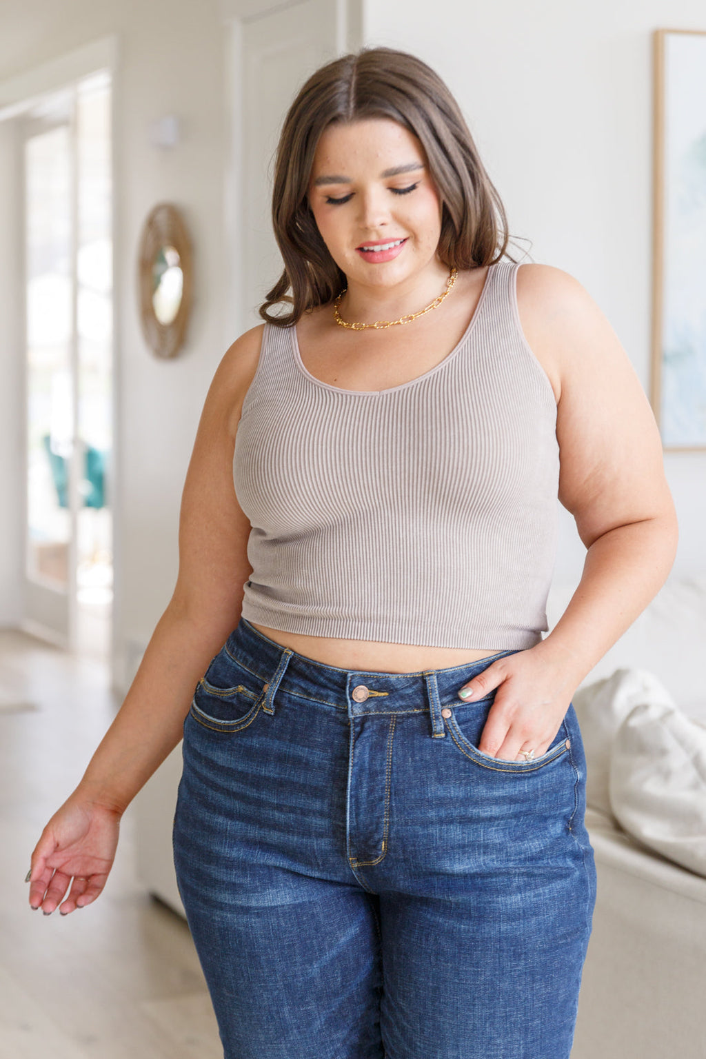 Carefree Seamless Reversible Tank in Brown