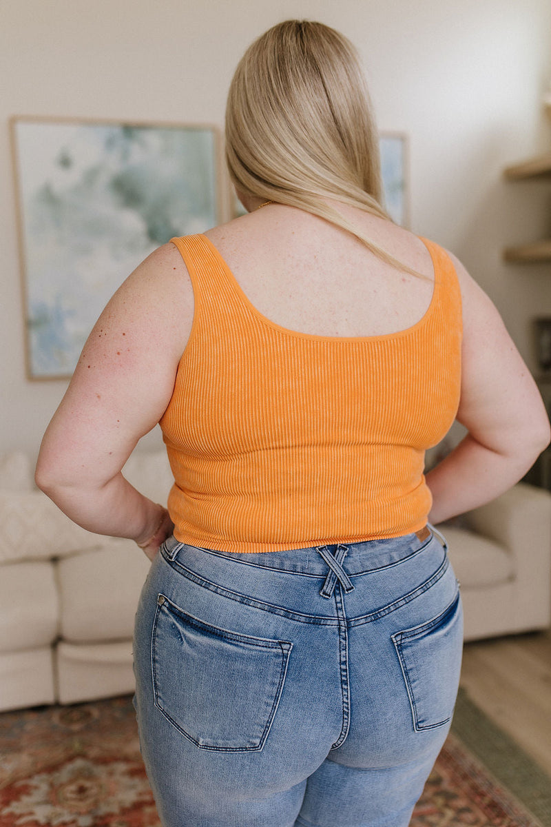 Fundamentals Ribbed Seamless Reversible Tank in Orange