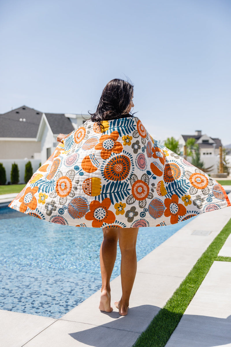 PREORDER: Luxury Beach Towel in Bright Retro Floral