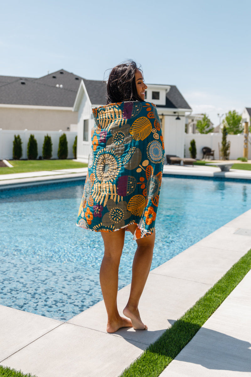 PREORDER: Luxury Beach Towel in Bright Retro Floral