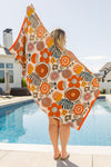 Luxury Beach Towel in Bright Retro Floral