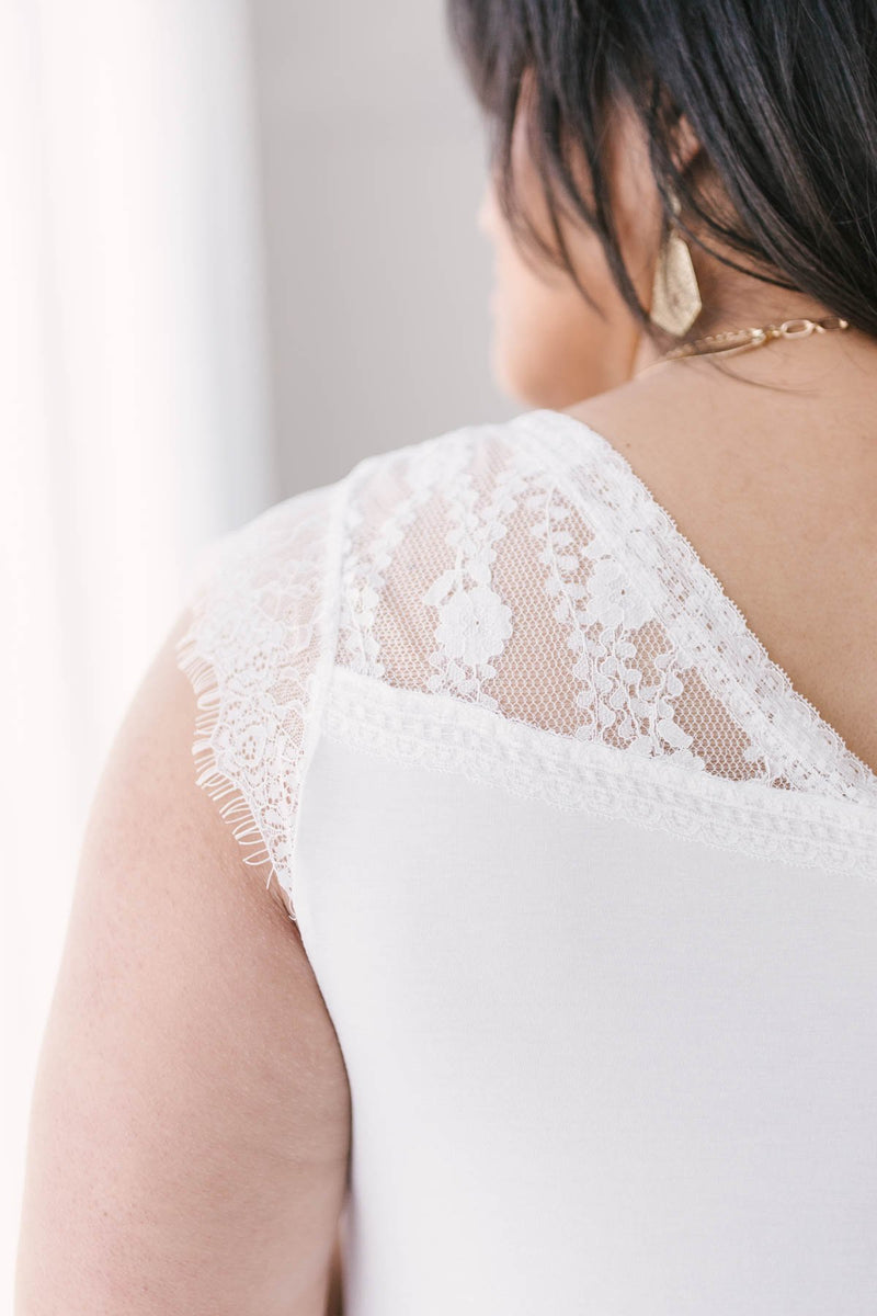 Garden and Lace Top in White