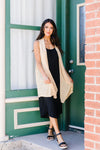 Gauzy Bohemian Cardi Vest In Gold