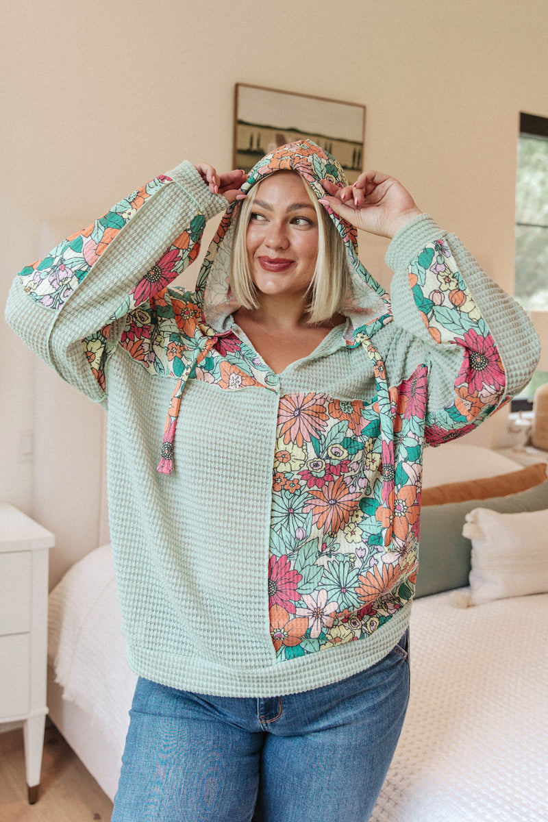 Get Started Floral Color Block Hoodie