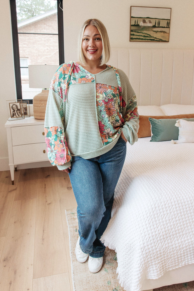 Get Started Floral Color Block Hoodie