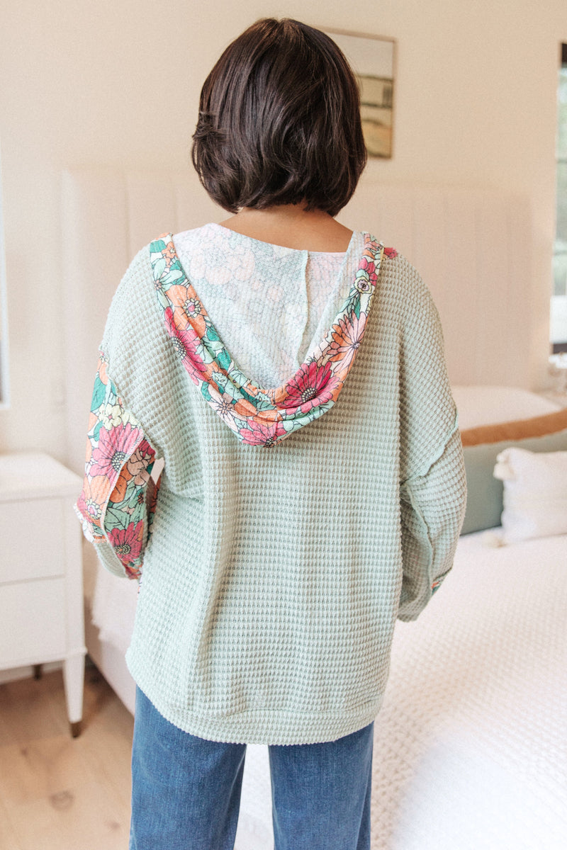 Get Started Floral Color Block Hoodie
