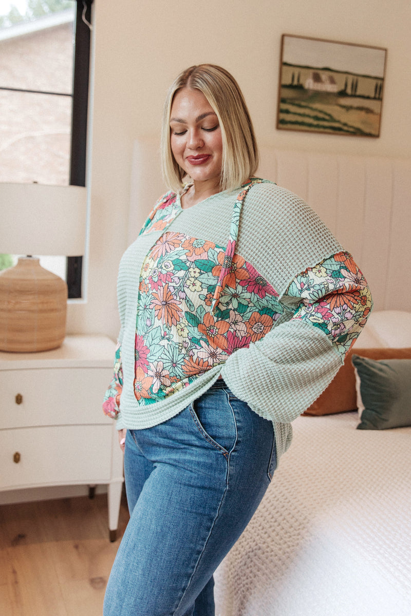 Get Started Floral Color Block Hoodie