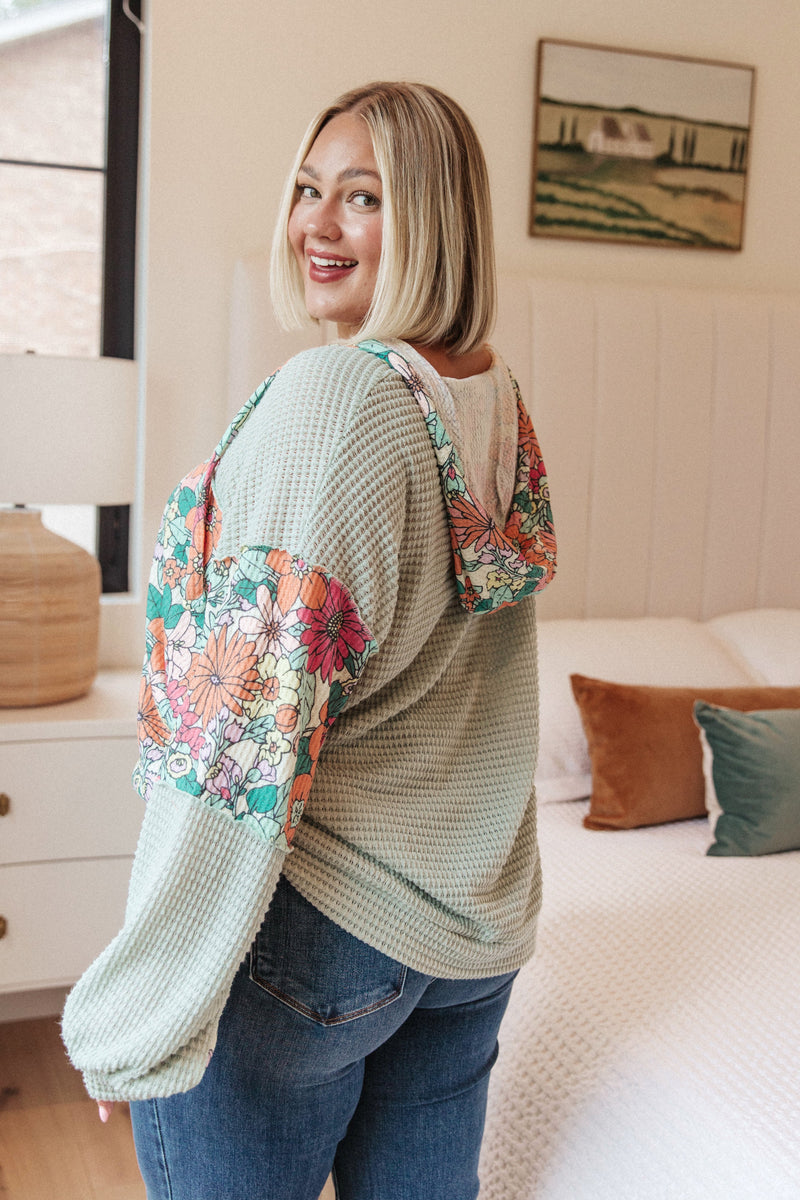 Get Started Floral Color Block Hoodie