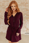 Getting Out Long Sleeve Hoodie Romper in Maroon