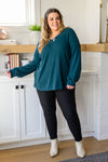 Gimme Comfort V Neck Knit Top In Hunter Green