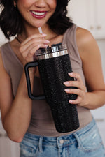 Glam Girl 40 oz Rhinestone Tumbler in Black