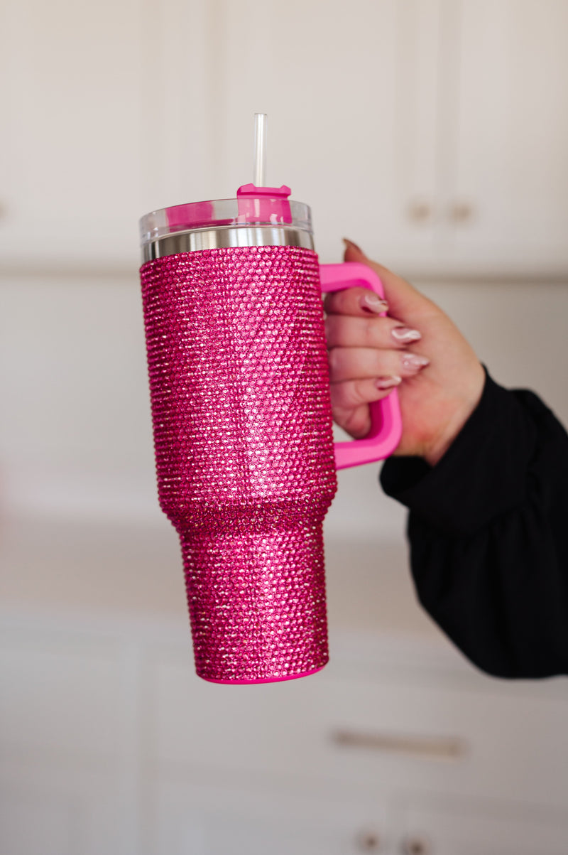 Glam Girl 40 oz Rhinestone Tumbler in PInk