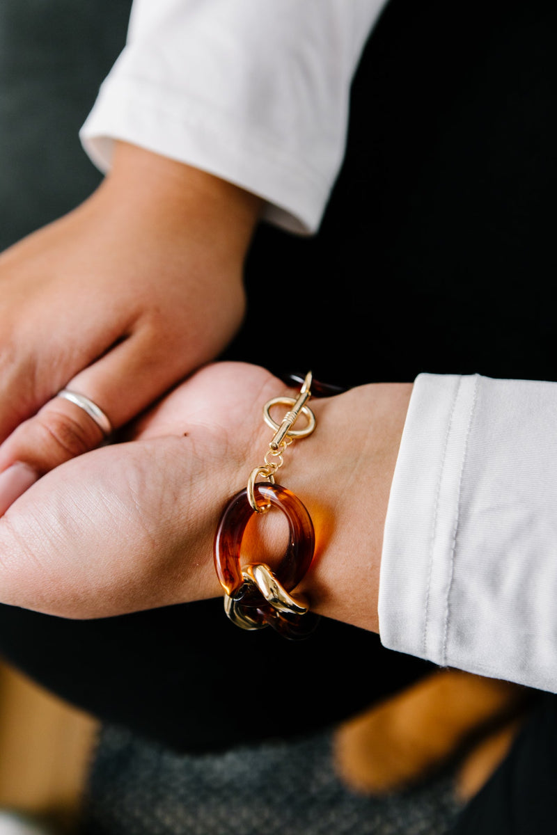 Gold & Tortoise Chunky Chain Bracelet