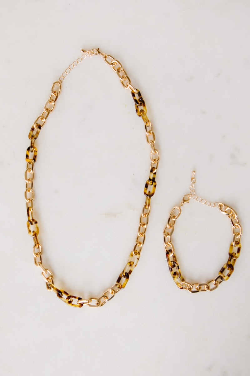 Gold & Tortoise Small Chain Necklace