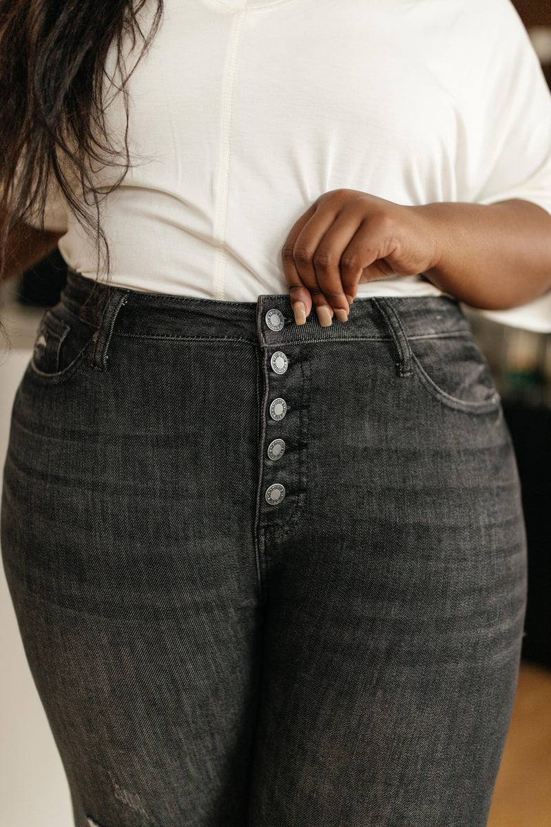 Judy Blue Gray Days Button Rise Jeans